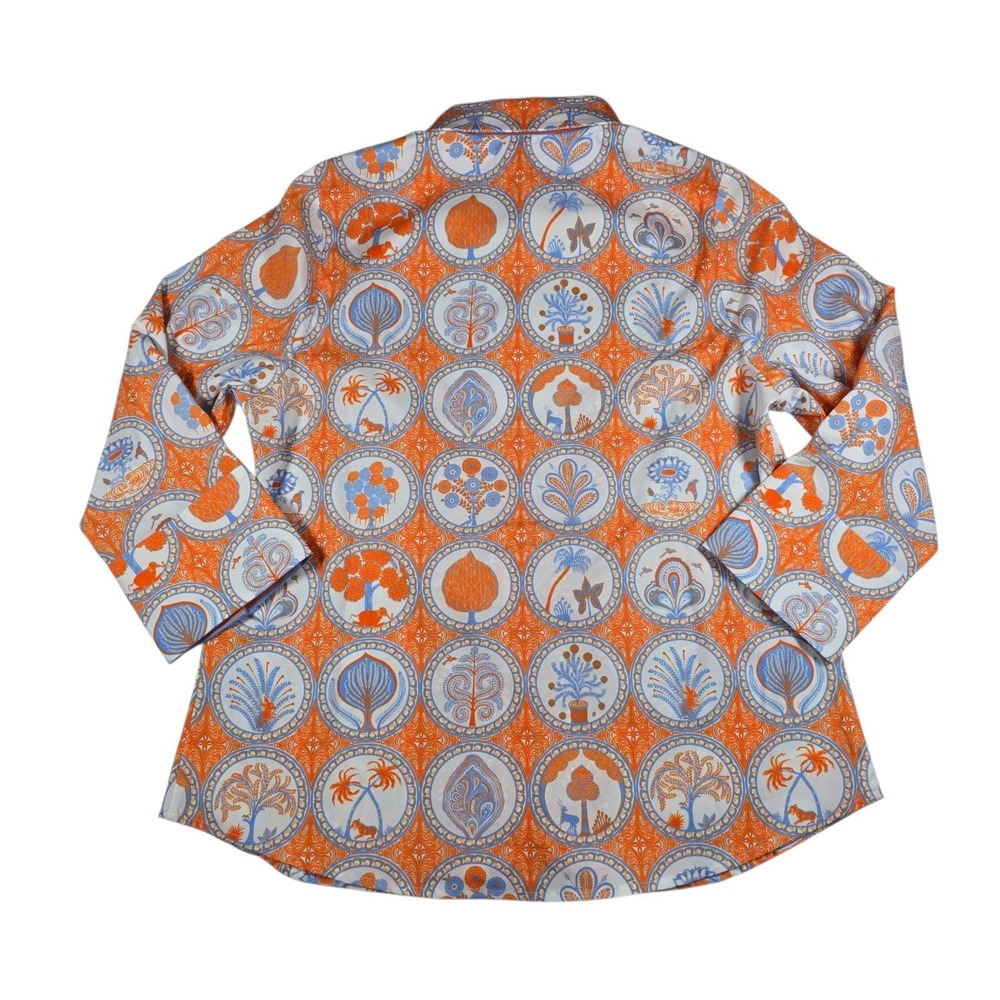 Gretchen Scott Circle Of Love Orange Jungle Symphony Boyfriend Shirt Women's M - Picture 4 of 7